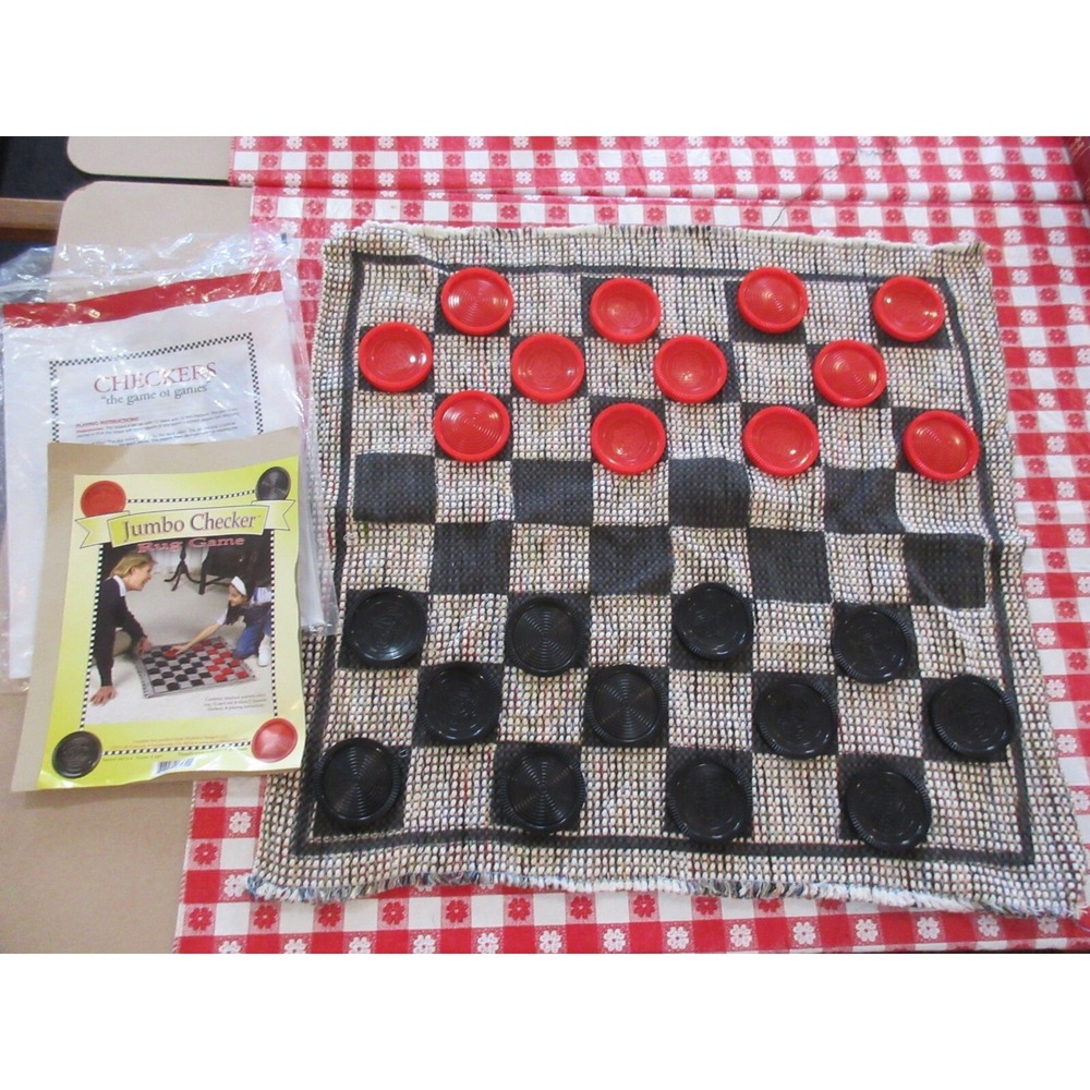 Jumbo Checkers Rug Game - Complete 27" X 27"